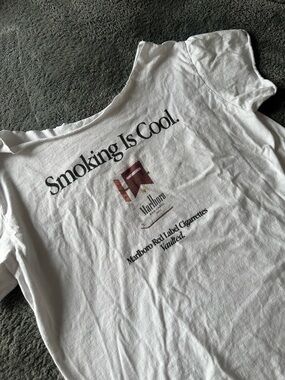 Marlboro White Tee with Red Logo and Black Text